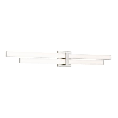 Z-Lite Zane Vanity, 2-Light, 40 In.W x 2.5 In.L x 5 In.H, Brushed Nickel/Frosted 1008-40W-BN-LED
